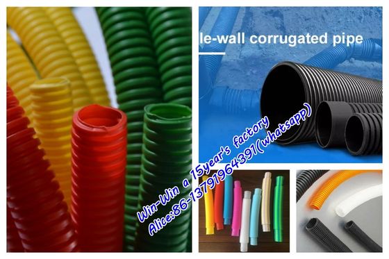 Linha de produção de máquina para fabricar tubos de PVC de PP PE Linha de extrusão de tubos corrugados de parafuso simples ou duplo